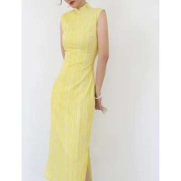 中式改良旗袍連衣裙女2024年新款氣質收腰顯瘦中長款夏季修身裙子