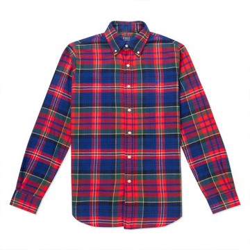 Polo Ralph Lauren RL 熱銷刺繡小馬長袖襯衫-紅綠深藍格紋色