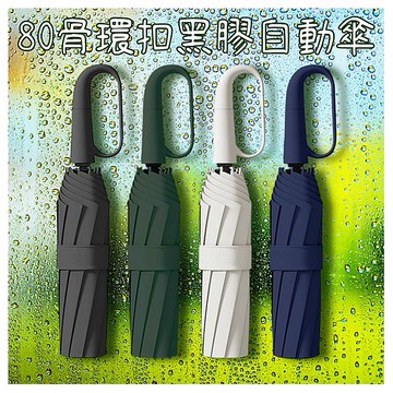 80骨環扣黑膠自動傘(1入) 款式可選
