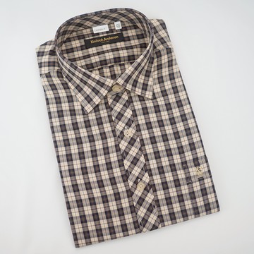 【金‧安德森】經典中格紋窄版短袖襯衫