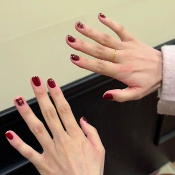 ➕加一純手工💅手工穿戴甲片新年紅安可拉紅聖誕巨顯白穿戴甲短款歲歲平安穿戴甲