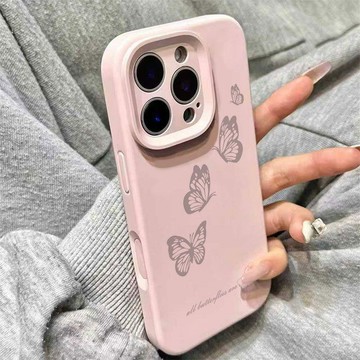 現貨速出隔日達🔥 時尚蝴蝶英文 適用iphone18创意 17 pro max手機殼16韓系15可愛14簡約13防摔殼