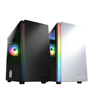 【享最高折300】COUGAR 美洲獅 PURITY RGB 鋼化玻璃迷你直立機殼 黑色/銀白