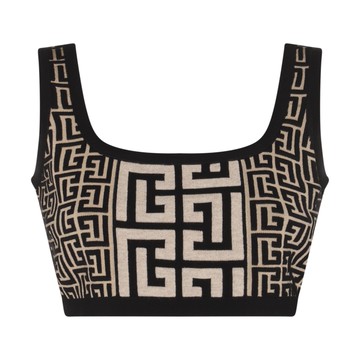 Balmain - Black And Ivory Wool-viscose Blend Top