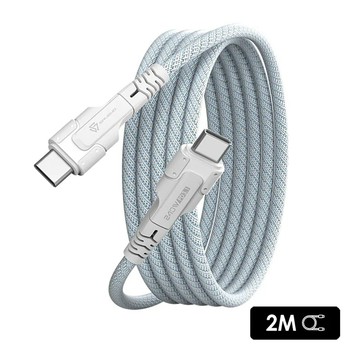 SAVEWO 救世 PowerCable 磁吸自捲快充線 USB-C 240W (2M)藍色