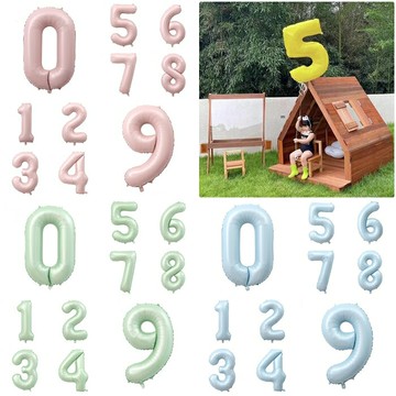 [Hare.D]40吋韓風數字氣球 藍色 粉色 綠色 黃色 拍照道具 數字氣球 週歲佈置 生日佈置 大氣球
