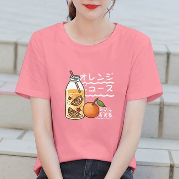 純棉短袖T恤女夏裝外穿新款韓版寬鬆休閒圓領打底上衣 短袖衣服 女生t恤 大尺碼 圓領T恤 印花T恤 純色打底上衣