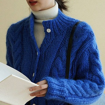 纖婕芙氣質慵懶風上衣2022秋季新款設計感小眾寬松針織開衫毛衣女