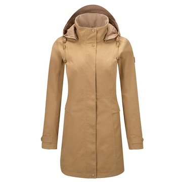 女款GORE-TEX 2L+保暖羽絨二件式中長版外套(A1GT2604W深卡其/中長版/防水/防風/透氣/風衣外套/禦寒/都會休閒)