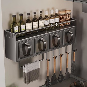 調料置物架廚房鹽調味罐收納盒壁掛多功能調料瓶家用多層收納架子