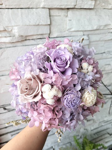 永生不變的愛戀。柔美紫不凋花捧花/永生花捧花