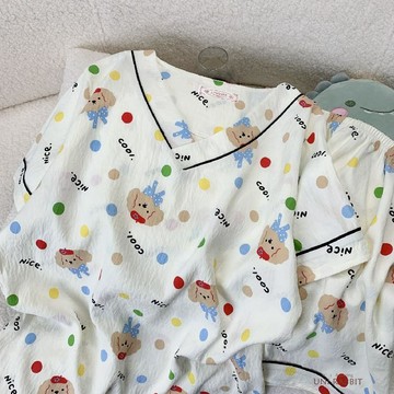 睡衣女新款短袖夏季薄款雲朵棉短袖可愛公主風少女高中生套裝睡衣女寬鬆睡衣甜美睡衣可愛睡衣居家睡衣