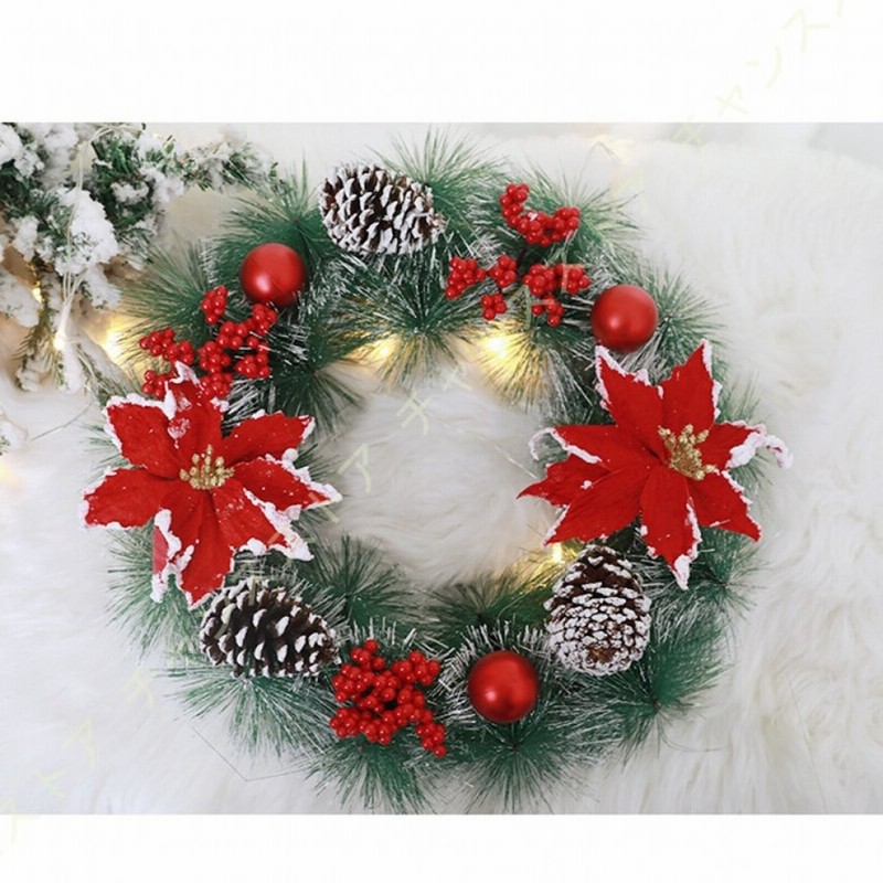 クリスマスリース クリスマス飾り 玄関リース ドア 窓 オーナメント インテリアの飾り レッド 造花 松かさ 華やか 可愛い クリスマス デコレーション おしゃれ 通販 Lineポイント最大0 5 Get Lineショッピング