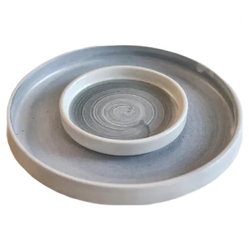 美濃燒 日本 ECRU 小碟  陶瓷  白色/白藍色  直徑8.7x1.5cm  適用於微波爐、洗碗機、烤碗機  1個