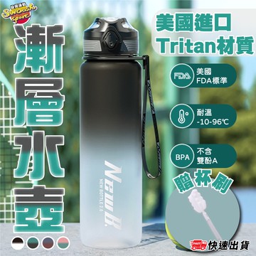 【現貨 隔日到】 Tritan水壺 316L保溫瓶 1000ml 大容量 運動水壺 漸層水壺 直飲 吸管 防摔 隨身瓶