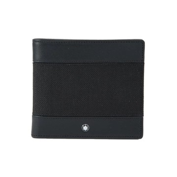 MONTBLANC 萬寶龍 帆布系列  8卡雙層鈔票皮夾-黑色