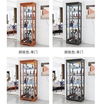玻璃櫃 開發票 免運 實木玻璃酒櫃展示櫃現代簡約客廳靠墻新中式酒櫃玻璃門家用餐邊櫃LL126公司貨