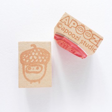 橡果籽 木製 橡皮章 印章