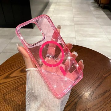 高顏值星空透閃磁吸手機殼iPhone16 15 Pro MAX 14 13 12 熒光亞克力高透殼超強磁吸充電