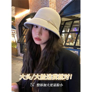 禮帽大頭圍帽子女生冬赫本風純羊毛法式小香風留洋千金白色漁夫帽