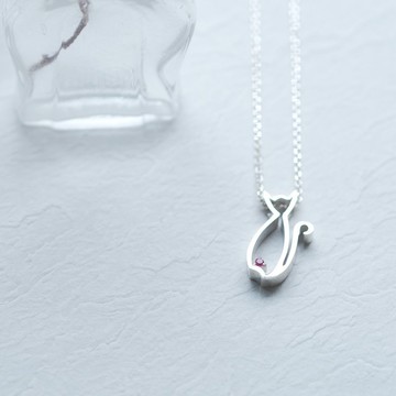 紅寶石 貓 縷空長項鍊 925純銀