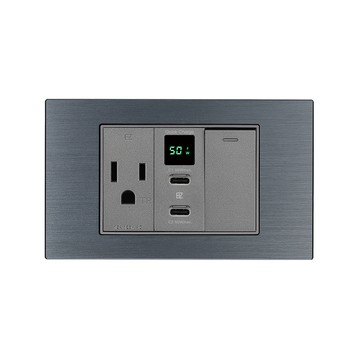 EZ CHARGER 金屬質感磁吸面板_50W USB快充插座+AC安全插座+LED開關_台灣及國際安全認證