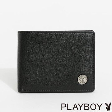PLAYBOY - 短夾附零錢袋  Navigato系列 - 黑色