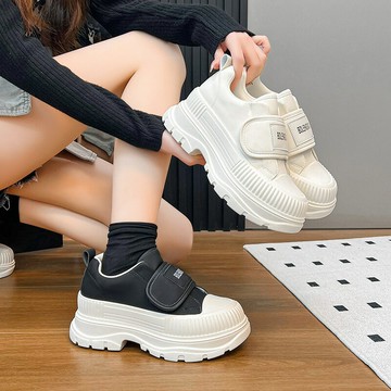 春季新款小白鞋女板鞋in韓版休閑百搭魔術貼厚底低幫學生運動單鞋