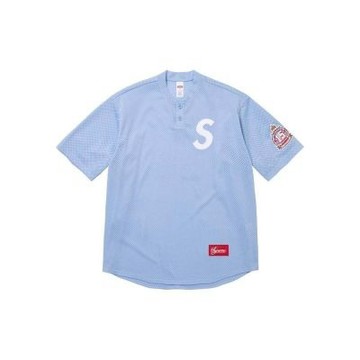 Supreme Shop S Logo Baseball Henley 棒球亨利衫 網眼短袖藍色 SS26KN82-LE