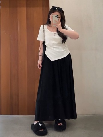 佰分佰/150kg內可穿/大尺碼女裝/冰絲上衣/長裙/短袖t恤/不規則/輕奢/修身/顯瘦套裝/半身裙/女生套裝