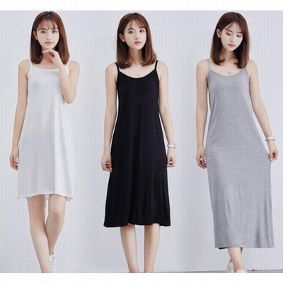 キャミソールワンピース 3種類丈さ選べる 透け防止 キャミワンピ 無地インナーワンピース 膝丈 ミモレ丈 ロング丈 通販 Lineポイント最大get Lineショッピング