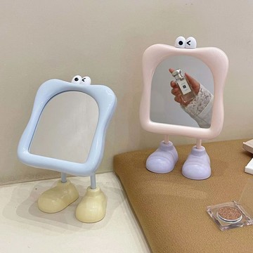 化妝鏡學生宿捨高顔值創意可愛大眼臺式桌麵鏡子便攜辦公室梳妝鏡7L90GT01