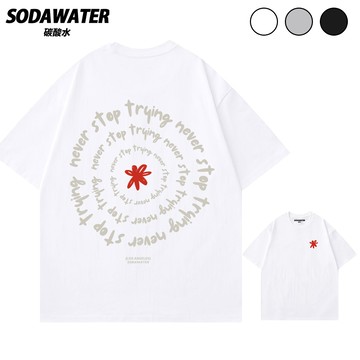 Never Stop Trying 美式純棉短T 男女oversize上衣 潮流街頭百搭短袖 學生必收 韓系休閒款