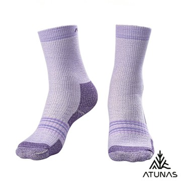【ATUNAS 歐都納】中筒登山厚底羊毛襪A1ASGZ06N迷霧紫/厚底登山襪/毛巾襪/台灣製