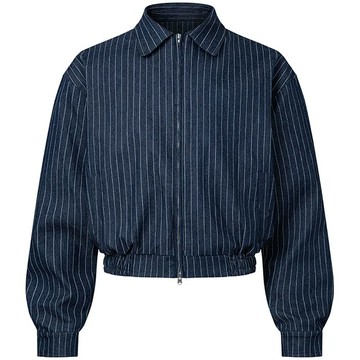 PUSH PUSH HERITAGE ZIP JACKET 寬短版 細條紋 外套 (深藍色)