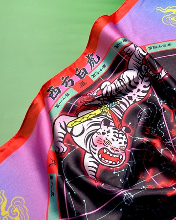 唐葫蘆插畫系列絲巾/ 四象神獸款