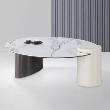 Boden-迪羅克4.6尺岩板橢圓形大茶几/設計款造型茶几-140x80x48cm