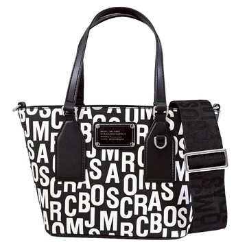 MARC JACOBS 馬克賈伯 金屬LOGO牌印花皮革兩用包.黑/白