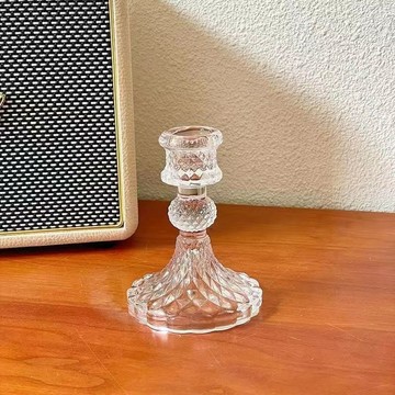 ⚡免運臺灣有貨⚡玻璃蠟燭燭臺複古家用擺件裝飾浪漫餐桌香薰燭光蠟燭臺晚餐道具