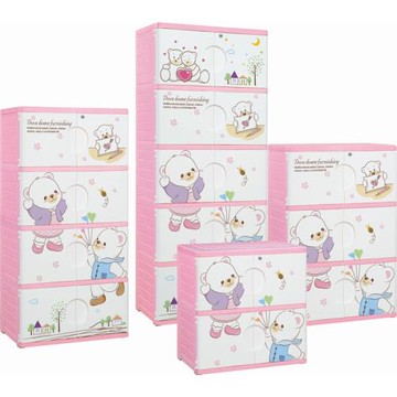 海美洋雙開門開式收納柜兒童寶寶衣柜塑料卡通整理箱儲物鞋柜特大