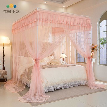 免運 蚊帳 睡簾 加厚遮光 三開門蚊帳 家用臥室2025年新款免安裝支架桿加粗加厚落地式1米5床 可開發票 全館八折 工廠現貨直銷 新品特價 h1097