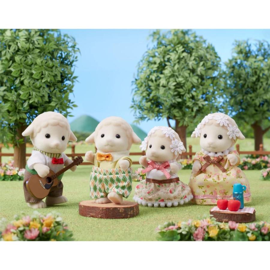 Calico Critter Sheep Family、コレクション人形フィギュア4体セット。