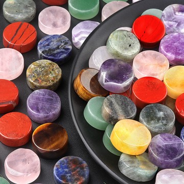 KLS-1693-16～18mm圓形薄片天然水晶瑪瑙石圓片DIY石頭飾品資料批發