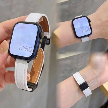 超薄皮革磁性錶帶兼容 Apple Watch Ultra 3 2 1 49mm Series 11 10 46mm 45