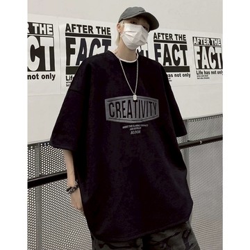 『GOAT』 短袖 上衣 麂皮 寬鬆 落肩 情侶 男女 百搭 春夏 流線 衣服 短TEE 休閒 厚磅 韓國 五分袖 韓系