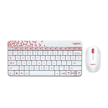 【 Logitech 羅技 】MK240 NANO 白色/紅邊 無線 鍵盤滑鼠組 防濺設計 舒適打字