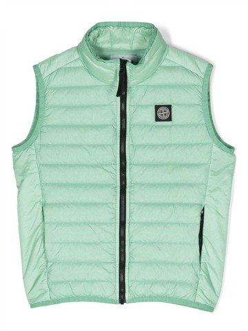 Stone Island Junior - Compass-patch padded gilet - kids - Polyester/Polyamide/Polyamide/Duck Down/Duck Feathers - 6 yrs - Green