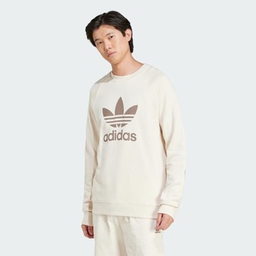 ADIDAS 大學T TREFOIL CREW 米咖色 復古 三葉草 男 JN7007