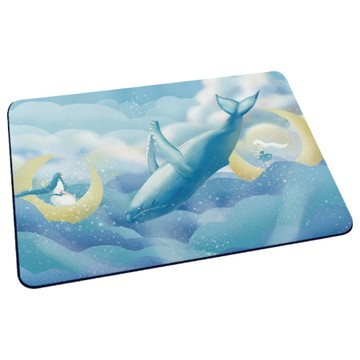 台灣製造 插畫風系列 軟式珪藻土地墊 吸水地墊-鯨魚月亮60*40*0.5cm_廠商直送