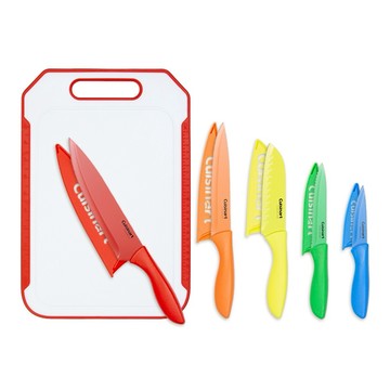 【美膳雅 Cuisinart】彩色不鏽鋼刀具砧板11件組 C55CB-11PRSTW